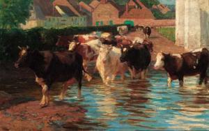 PAUL Ernst Wilhelm 1856-1931,Cattle fording a river,Christie's GB 2000-06-22