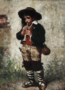 PAULI Georg 1855-1935,A young boy playing flute,1876,Bruun Rasmussen DK 2024-03-04