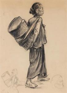 PAULIDES Hendrik 1892-1967,A Javanese woman with a basket,1929,Venduehuis NL 2022-11-24
