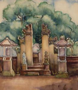 PAULIDES Hendrik 1892-1967,A temple gate on Bali,Venduehuis NL 2022-11-24