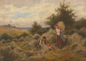 PAULMANN Joseph 1800-1900,Landscape with children baling hay,Aspire Auction US 2015-12-12