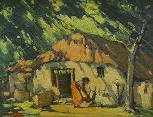 PAULRAJ G. D. 1914-1979,Washer women outside tribal dwelling,Golding Young & Co. GB 2020-11-18