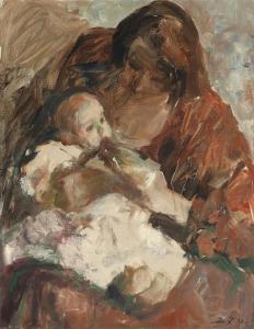 PAULSEN Julius 1860-1940,\“Moder og Barn\”. A mother and her child,1930,Bruun Rasmussen 2024-03-25