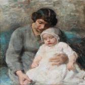 PAULSEN Julius 1860-1940,Portrait of a mother with her daugther,1920,Bruun Rasmussen DK 2014-09-29