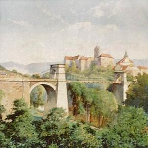 PAULUS Josef 1877,Pejzaż z mostem (1909),1909,Rynek Sztuki PL 2004-01-25