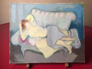PAULVE Maurice 1916-1994,Femme allongée sur un divan,1949,Sadde FR 2019-06-13