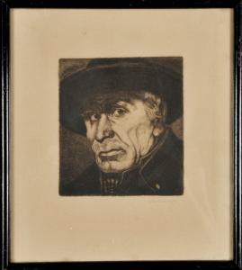 PAUSCHINGER Rudolf 1882-1958,Portrait eines Herrn mit Hut,Allgauer DE 2016-01-15