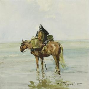 PAUWELS Henri Jozef 1903-1983,Pêcheur de crevettes à cheval,Campo & Campo BE 2023-07-08