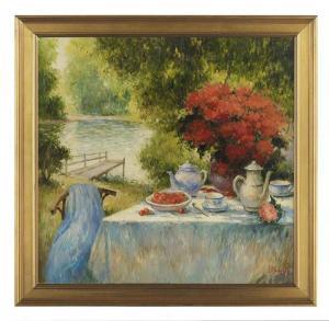 Pauwels Joseph 1819-1876,Tea Time with a Bowl of Cherries,New Orleans Auction US 2017-07-22