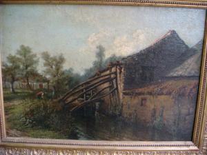 PAVIEZ Gustave,Le vieux moulin Huile sur carton signée en bas à g,1860,Alliance Encheres 2008-12-01