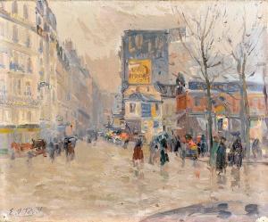 PAVIL Elie Anatole 1873-1948,Place animée à Paris,Etienne de Baecque FR 2014-02-24
