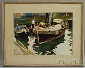 PAVLOSKY Victor 1884-1944,Spring Thaw 
/Boston Common, Boats atDock,Skinner US 2011-04-13