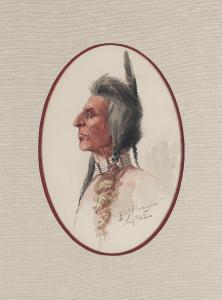 PAXSON Edgar Samuel 1852-1919,Portrait of a Native American in Profile,1902,Bonhams GB 2023-11-07