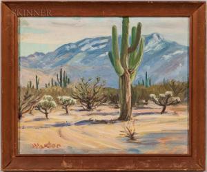 PAXTON William Arthur 1873-1965,Desert Scene with Saguaro Cactus,Skinner US 2018-11-29