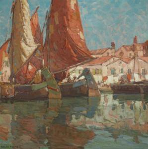 PAYNE Edgar Alwin 1883-1947,The Water Front Sottomarina Italy,John Moran Auctioneers US 2023-11-14