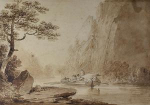 PAYNE Wingate 1900-1900,river gorge with rowing boat and figures,1800,Rogers Jones & Co 2017-02-18