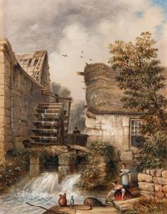 PEACOCK George Edward 1806-1890,BY THE WATER WHEEL,GFL Fine art AU 2019-11-26