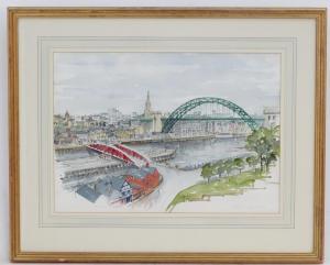 PEACOCK Joseph,Newcastle Quays from the High Level Bridge,1993,Claydon Auctioneers 2020-07-01