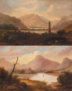 PEACOCK Joseph 1783-1837,THE ROUND TOWER, GLENDALOUGH and CASTLE ON A LAKE,,1820,Whyte's 2007-05-26