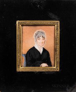 PEALE Anna Claypoole 1791-1878,Miniature Portrait of Woman in a Lacy Bonnet,1820,Skinner 2020-04-04