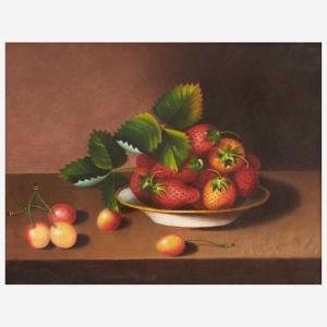 PEALE Margaretta Angelica,Still Life with Strawberries in a Plate with Cherr,1865,Freeman 2022-06-05