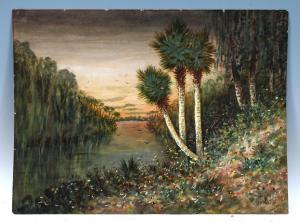 PEARCE Fred E. 1868-1945,Florida Waterway with Palms,Burchard US 2022-02-19