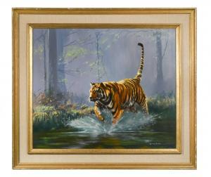 PEARMAN Leonard 1912-2003,Tiger crossing a river,Cheffins GB 2019-11-27