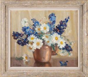PEARSON Marguerite Stuber,Bouquet of Daisey\’s[sic] and Blue Canterbury Bell,Eldred's 2024-03-13