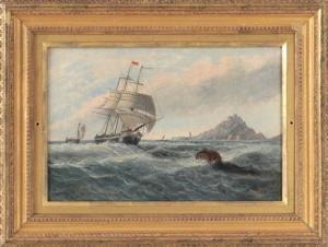 PEARSON Robert,ship approaching harbor,19th century,South Bay US 2020-08-22