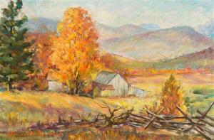 PEASE Raymond S 1908,Autumn Farm Landscape,Hindman US 2016-09-29