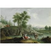 PECCHIO Domenico 1687-1760,PAESAGGIO FLUVIALE CON FIGURE,Sotheby's GB 2009-12-15