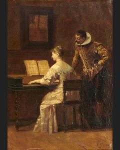 PECRUS Charles Francois 1826-1907,LA LEÇON DE PIANO,Besch Cannes Auction FR 2023-12-30