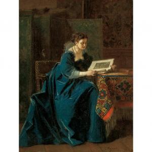 PECRUS Charles Francois 1826-1907,Woman Reading in an Interior,William Doyle US 2014-06-04
