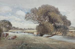 PEDDER John 1850-1929,Cattle Grazing by a Stream,1899,Duggleby Stephenson (of York) UK 2024-02-02