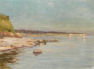 PEDERSEN Holger Topp 1868-1938,Coast scenery with persons in a boat,Bruun Rasmussen DK 2024-02-26