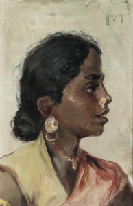 PEDERSEN Hugo Vilfred 1870-1959,A portrait of a woman in gold jewellery,Bruun Rasmussen 2024-04-01