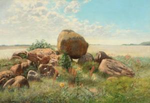 PEDERSEN Jens Peder 1859-1949,Landscape with a dolmen and wild flowers,Bruun Rasmussen DK 2022-08-29