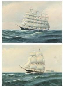 PEDERSEN Peder Christian 1870-1950,Sescapes with sailing ships,Bruun Rasmussen DK 2018-04-02