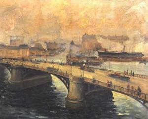 Pedersen Svensberg Knud,"Le Pont Boieldieu a Rouen", with Figures on a Bri,John Nicholson 2020-06-12