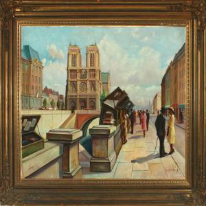 Pedersen Svensberg Knud,Scene fromParis with street life, spring,1937,Bruun Rasmussen 2010-03-22