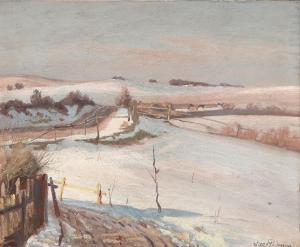 PEDERSEN Viggo C.F.V 1854-1926,Long shadows over a snowy winter landscape,Bruun Rasmussen 2024-03-25