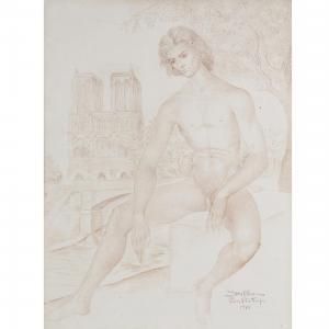 PEDRAZA BLANCO Juan José 1908,Jeune homme nu, sur les quais de la Seine,1970,Piasa FR 2017-11-30
