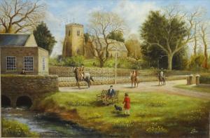 Peel Len,Scalby Church with Riders Hacking in the For,20th century,David Duggleby Limited 2020-06-27