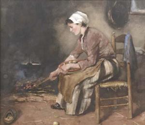 PEERSON H,Tending to the fire,1837,Christie's GB 2002-09-03