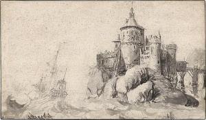 PEETERS Bonaventura II 1648-1702,Segelschiff in stürmischer See nahe einer Festung,Galerie Bassenge 2018-06-01
