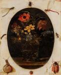PEETERS Clara 1585-1655,Bouquet de fleurs dans un vase entouré d'insectes.,Oger-Camper FR 2011-10-17