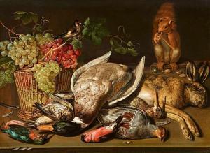 PEETERS Clara 1585-1655,Jagdstillleben mit Früchten, Vogel und Eichhörnche,1611,Lempertz 2019-11-16