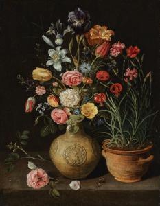 PEETERS Clara,Roses, lilies, an iris and other flowers in an ear,1612,Christie's 2022-06-10