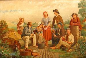 PEETERS François 1800-1900,Rustende boerenfamilie,1887,Campo & Campo BE 2016-03-15
