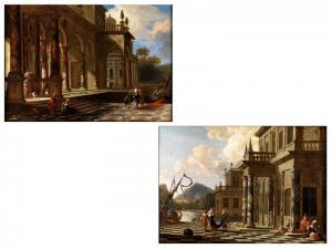 PEETERS Jacob 1675-1721,FANTASTISCHE HÖFISCHE ARCHITEKTUR MIT FIGURENSTAFFAGE,Hampel DE 2014-09-25